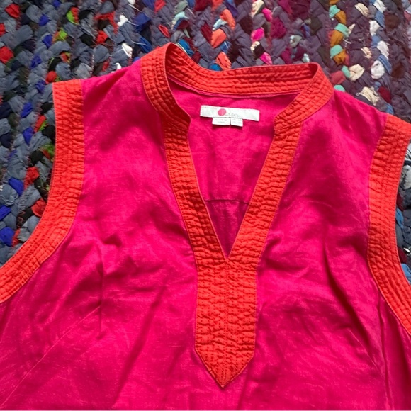 Boden Hot Pink Linen Notch Neck Sleeveless Shift Dress Women’s Size 6 Summer - Picture 4 of 16